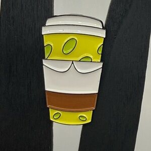 Sponge Bob inspired Coffee Cup Enamel Pin